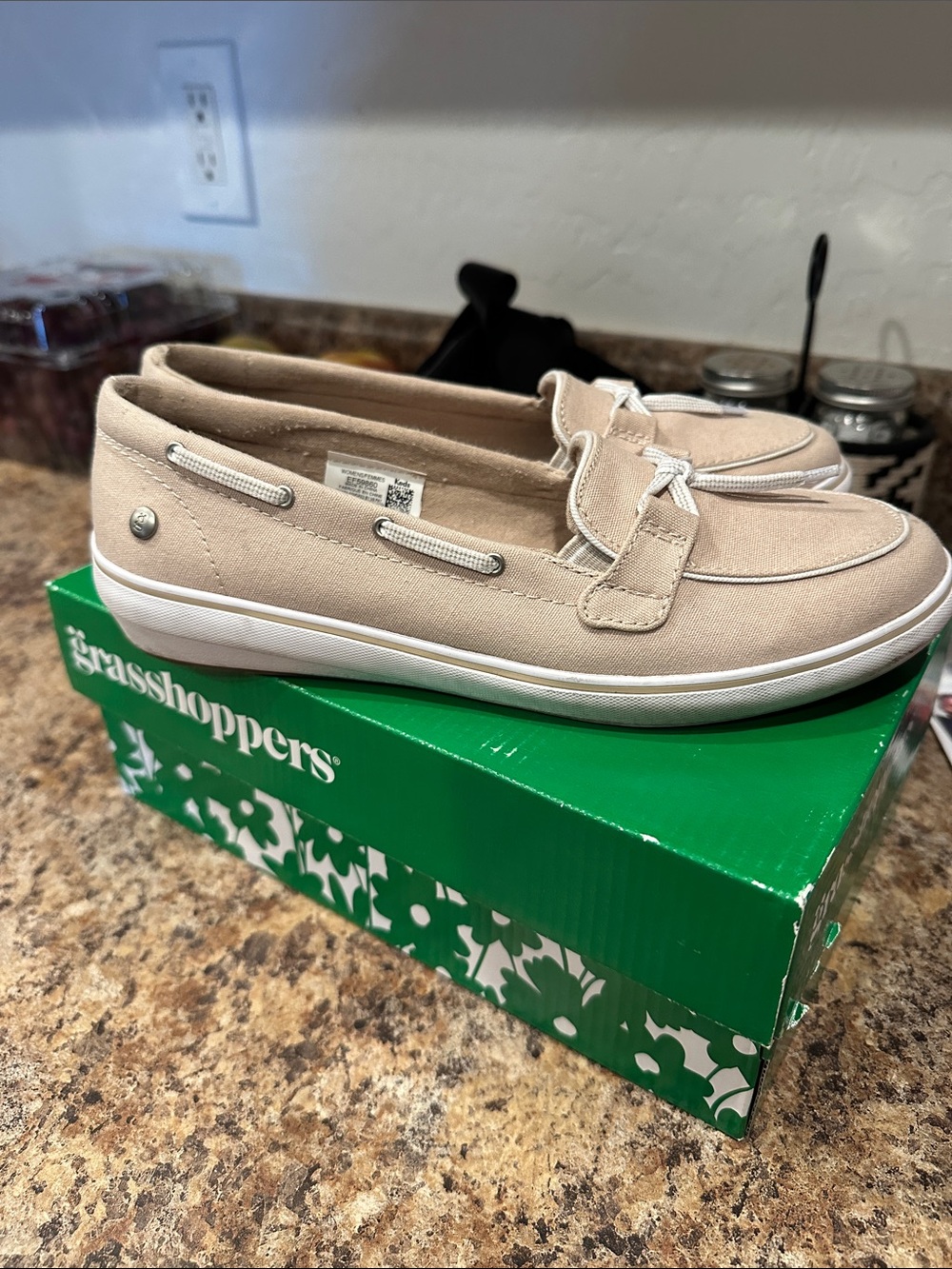 Grasshoppers Taupe Canvas Slip-On Boat Shoe